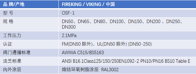 FM認(rèn)證viking 威景彈性閥板明桿閘閥DN65